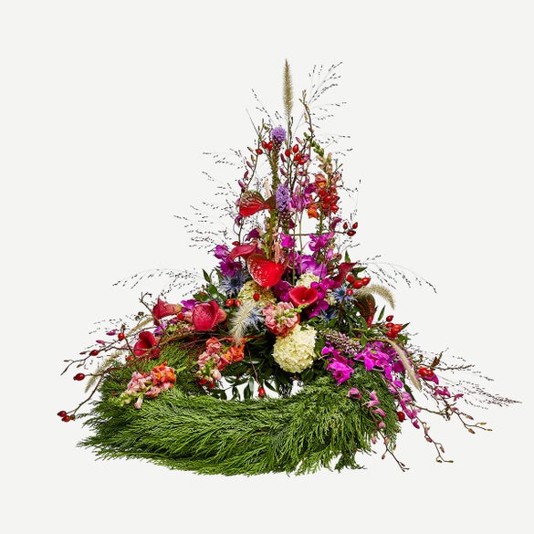 Krans med dekoration - Et farverigt farvel